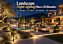 do 3d landscape night lighting plan and render for outdoor garden design