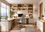 design realistic home office, workspace and study room interior 3d rendering