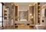 create realistic 3d interior design for bathroom kitchen and living room