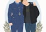 draw cute couple and wedding portrait illustration