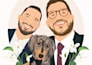 draw cute couple and wedding portrait illustration