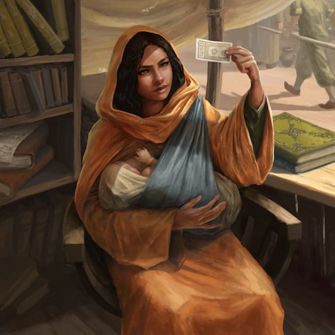 draw a realistic character design, illustration for game