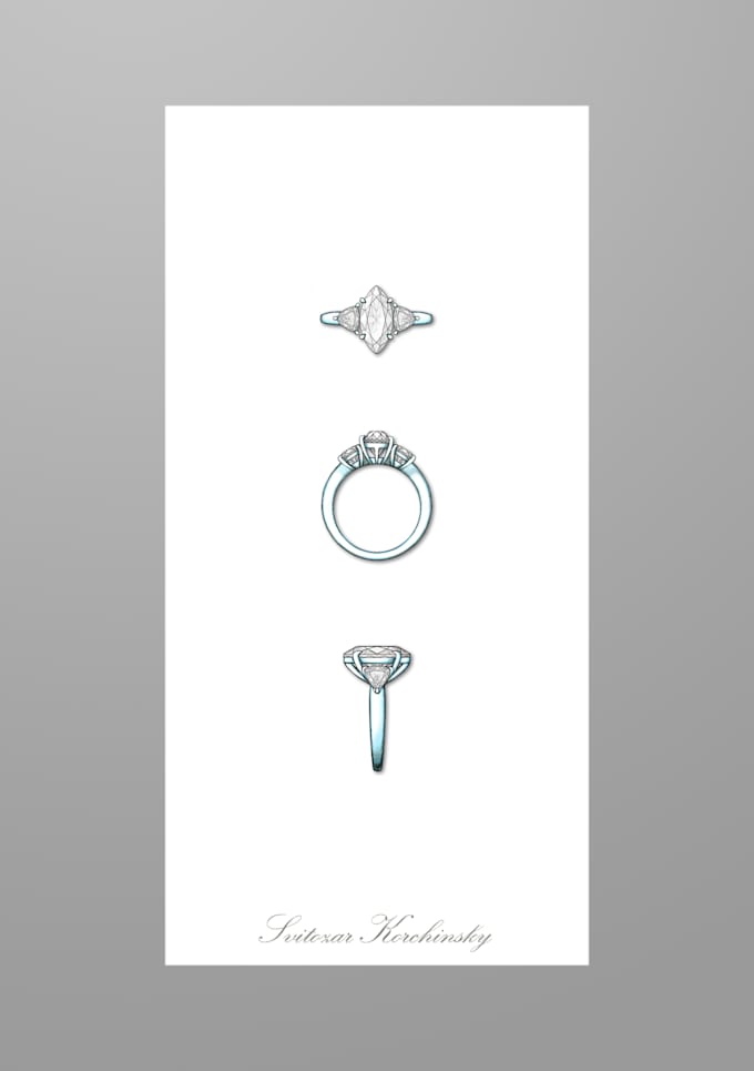 create an expert custom engagement ring sketch