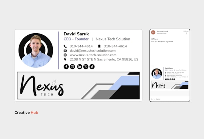 create HTML email signature or clickable HTML email signature, outlook signature