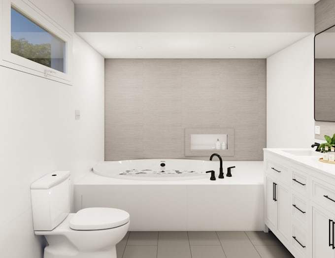 create stunning 3d realistic bathroom renders