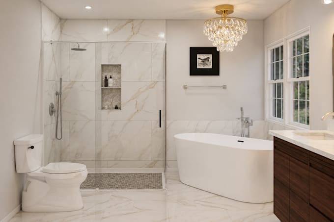 create stunning 3d realistic bathroom renders