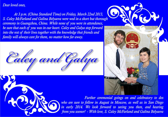 make you a simple 2 page simple wedding invitation