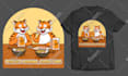 create t shirt design animal food illustration in cute kawaii style