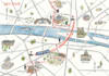 draw a watercolor map illustration for a place or event