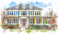 create your photo into architecture watercolor sketch effect