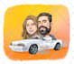 draw a detailed romantic couple caricature