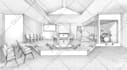 hand draw interior design sketch, design concept illustration