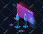 design a colorful flat and isometric illustration
