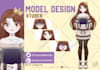 draw live2d anime character design for vtuber