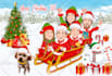 create a christmas caricature, holiday card, winter cartoon