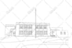 draw a detailed building line art, ancient, architecture etc