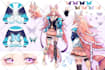 original character design sheet or reference sheet in anime vtuber style
