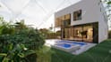 3d landscape, backyard, garden design with 3d render