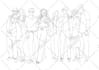 illustrate group portrait in watercolor