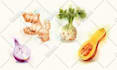 paint any fruit or vegetable with watercolors