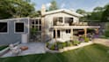 design  landscape, backyard, frontyard, garden, patio, and 3d rendering