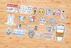 design logo, sticker, badge, patch, label and banner