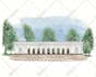 draw watercolor wedding venue, house and building