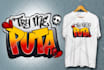 do graffiti airbrush hand drawn letters for t shirts