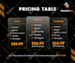 design pricing table, pricing list, comparison chart