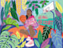 illustrate you and plants, colorful, flat art, pop art