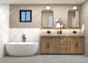 do modern bathroom interior design and realistic 3d rendering