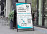 design roll up, pull up, retractable banner, sidewalk sandwich board, standee