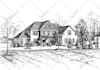 do architectural hand drawing in black and white