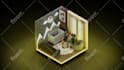 create and render 3d isometric room