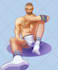 draw bara illustration, muscle gay men character