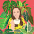 illustrate you and plants, colorful, flat art, pop art