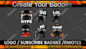 design bulk twitch, kick, discord emotes, sub badges, bit badges for streamers