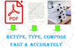 retype, type, rewrite pdf image scanned document quickly