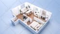 do 2d and 3d floor plans, interior design with realistic render