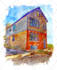 create your photo into architecture watercolor sketch effect