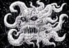 draw a black and white horror illustration