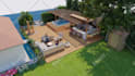 design and render swimming pool, backyard, villa landscape