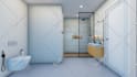 do bathroom interior design, rendered by an architect