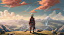 make anime landscape background novel game wallpaper 2d art, character with ai