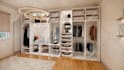 design ikea style interior, bedroom, living room, apartment with shopping list