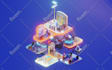 create an isometric 3d models and 3d environment illustration