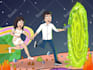 make rick and morty cartoon couple portrait
