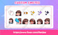 draw cute adorable anime emotes, sub badges, animated emotes for streams