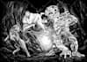 hand draw detailed dark art and adult themed illustration