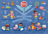 do children jigsaw puzzle, hidden object and children board game illustration